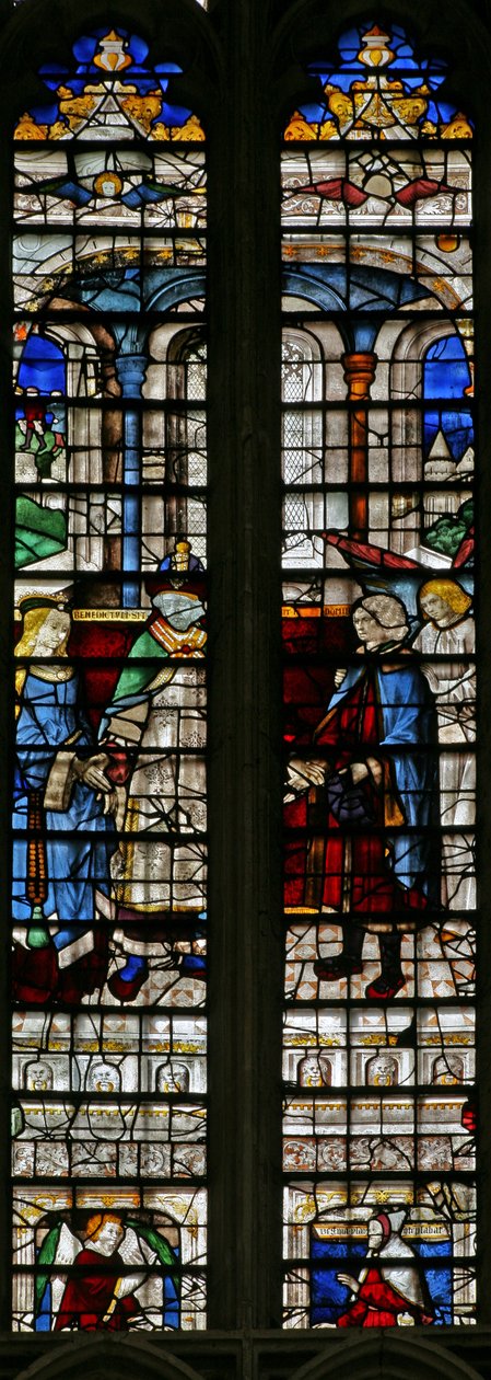 Fenster w2, Darstellung der Hochzeit von Tobias und Sarah von English School