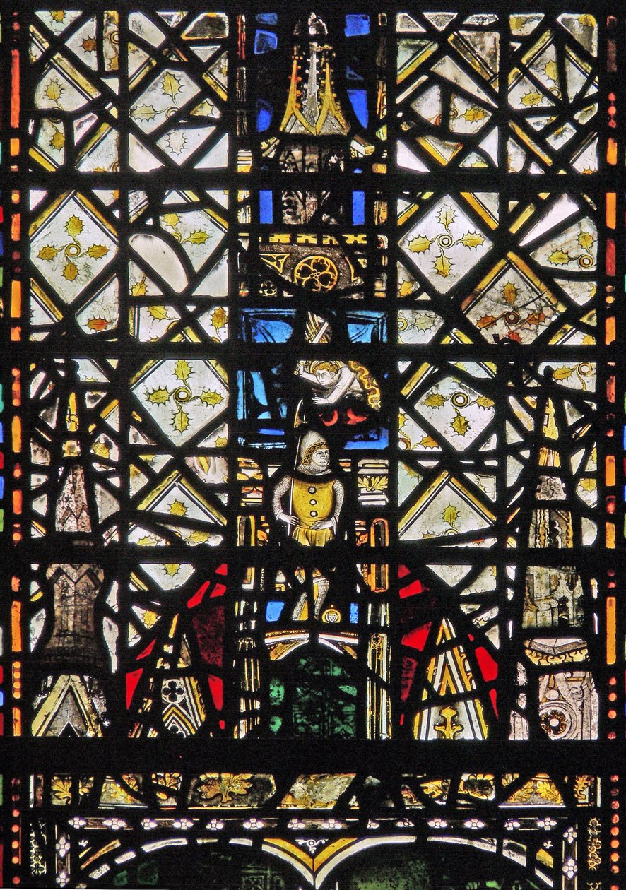 Fenster w31 mit einem Baldachin und einer Figur von English School