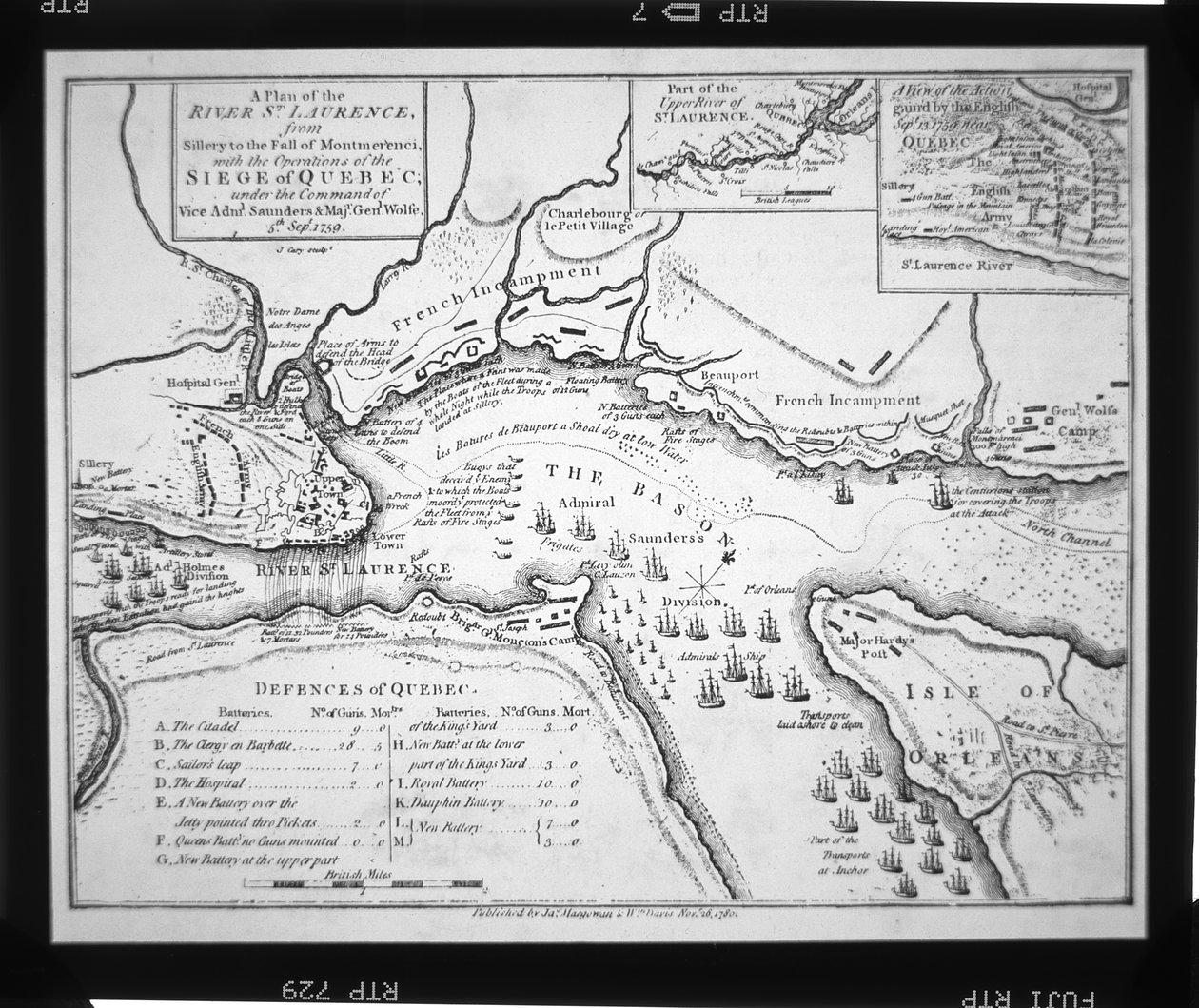 Wolfes Plan für die Belagerung von Quebec im Jahr 1759 von English School