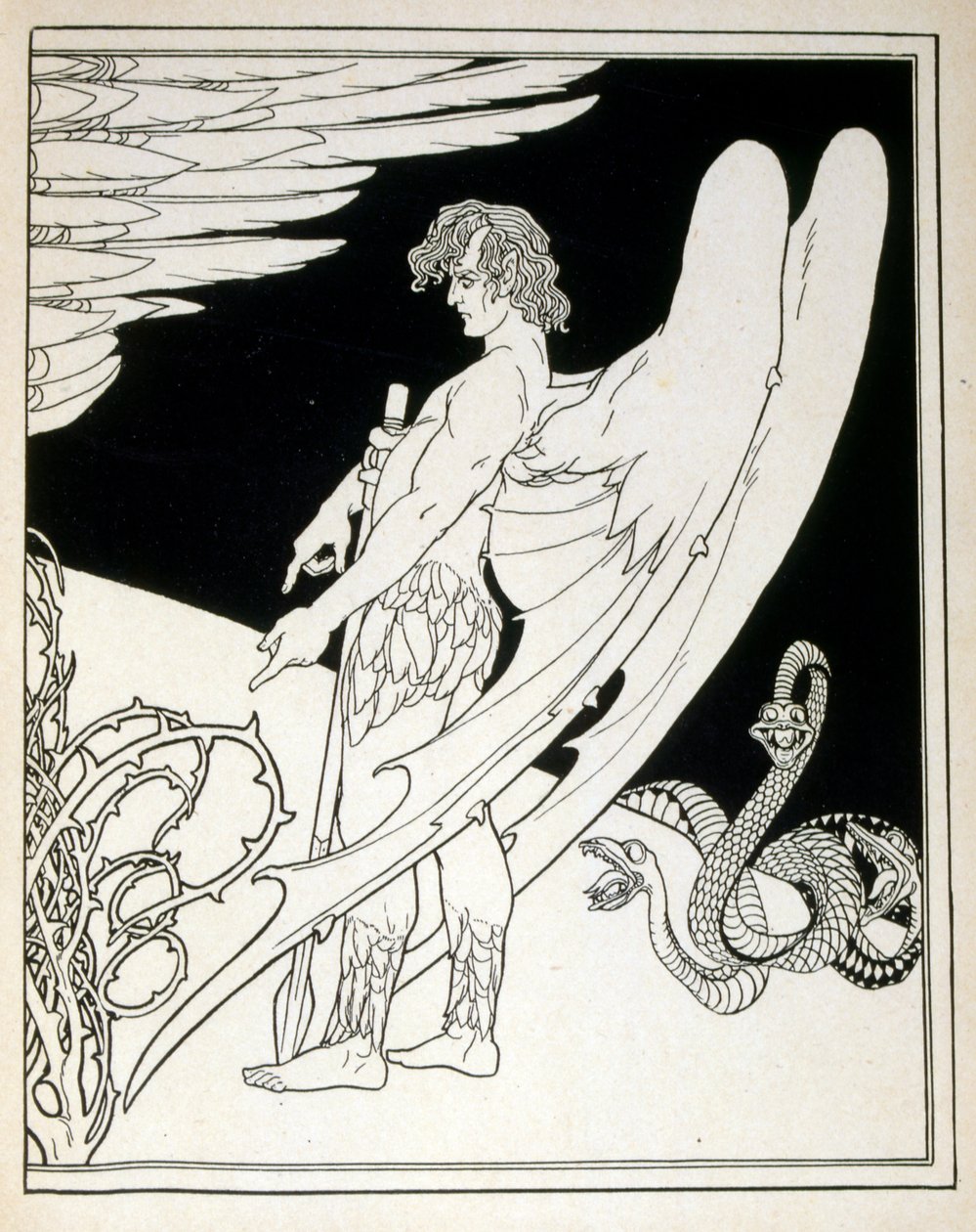 Ein riesiger Engel aus dem Buch Juda illustriert von Ephraim Moses Lilien (1874-1925). Lilien gilt als Vater der zionistischen Ikonographie, geschaffen im Jugendstil. Er illustrierte 