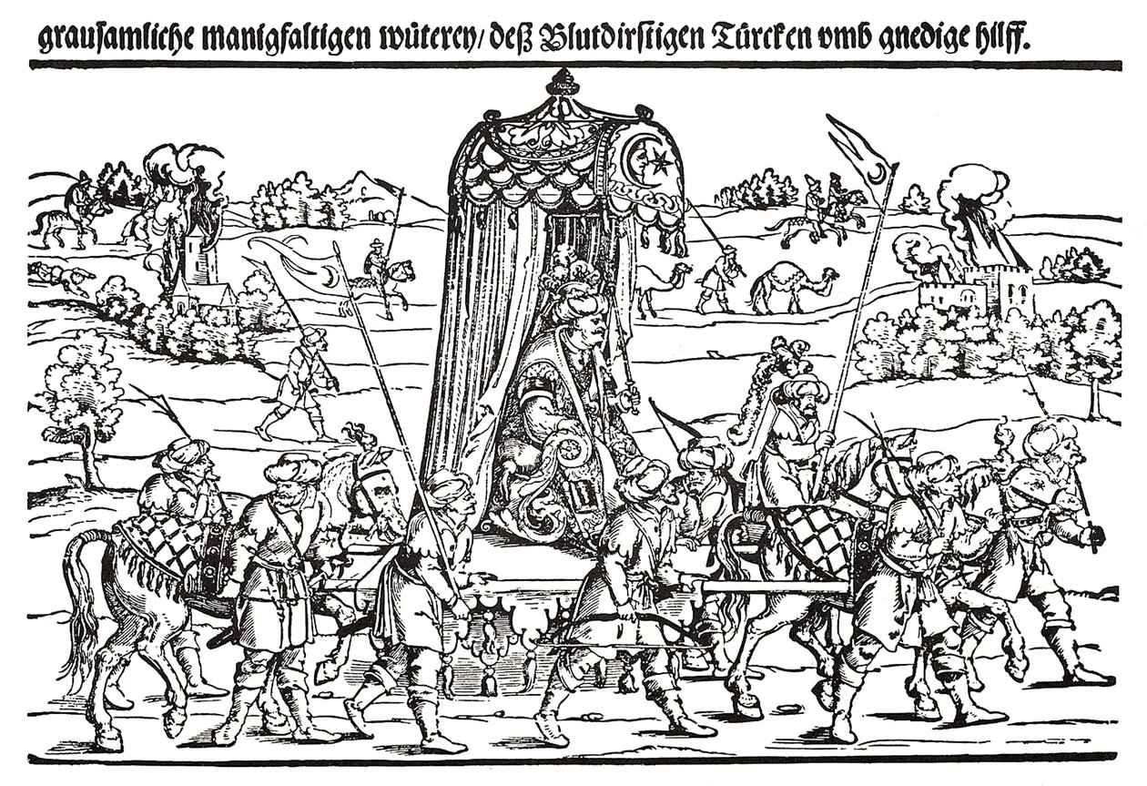 Fragment eines Flugblatts über die türkische Invasion in Ungarn von Erhard Schon
