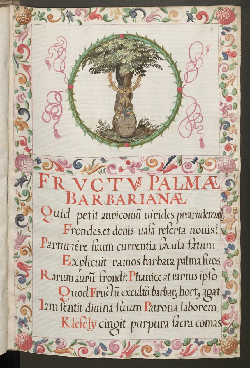 Vollseite: Text mit figürlichem Medaillon und dekorativem Rahmen von Erich Lessing