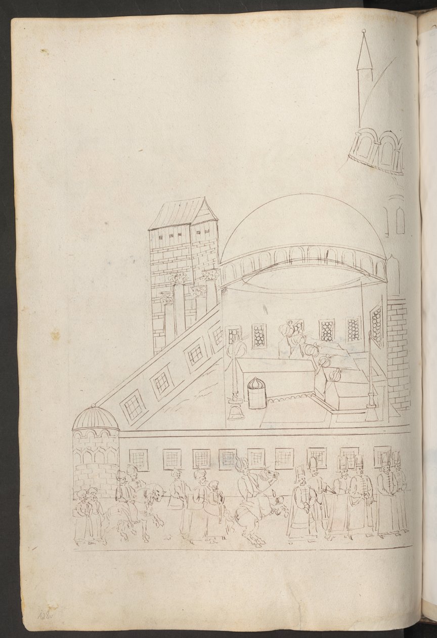 Federzeichnung: Innenhof einer Moschee von Erich Lessing