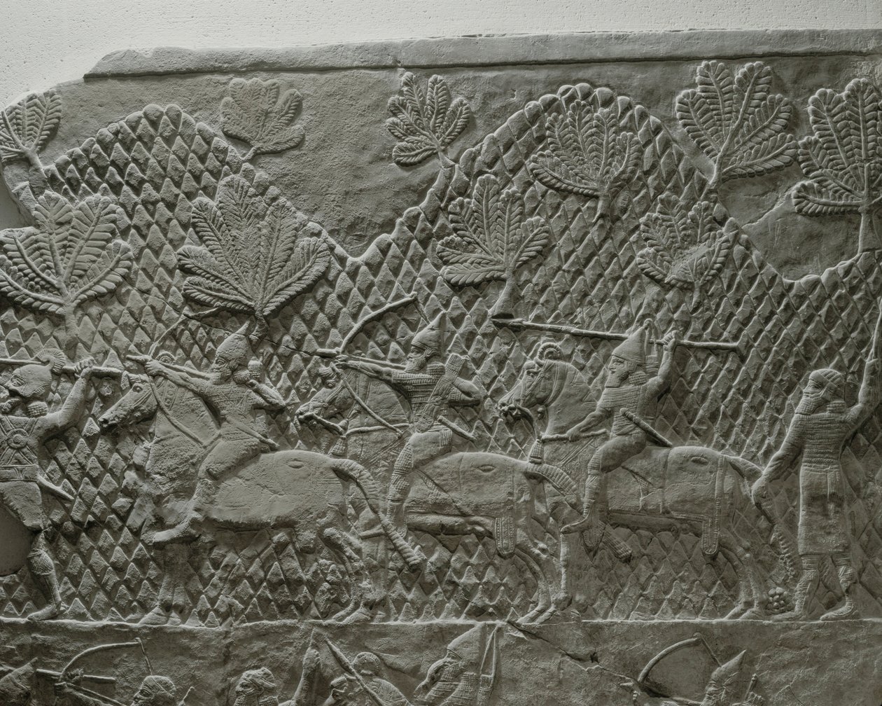 Die assyrische Armee von König Ashurbanipal in der Schlacht während des Feldzugs gegen Elam von Erich Lessing