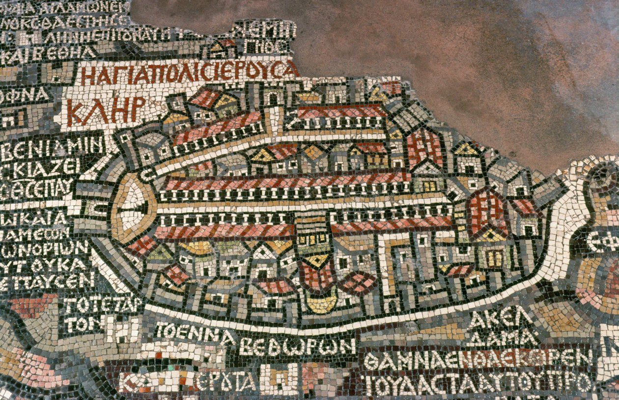 Die Madaba-Karte, ein Mosaik auf dem Boden der St. Georgs-Kirche von Erich Lessing
