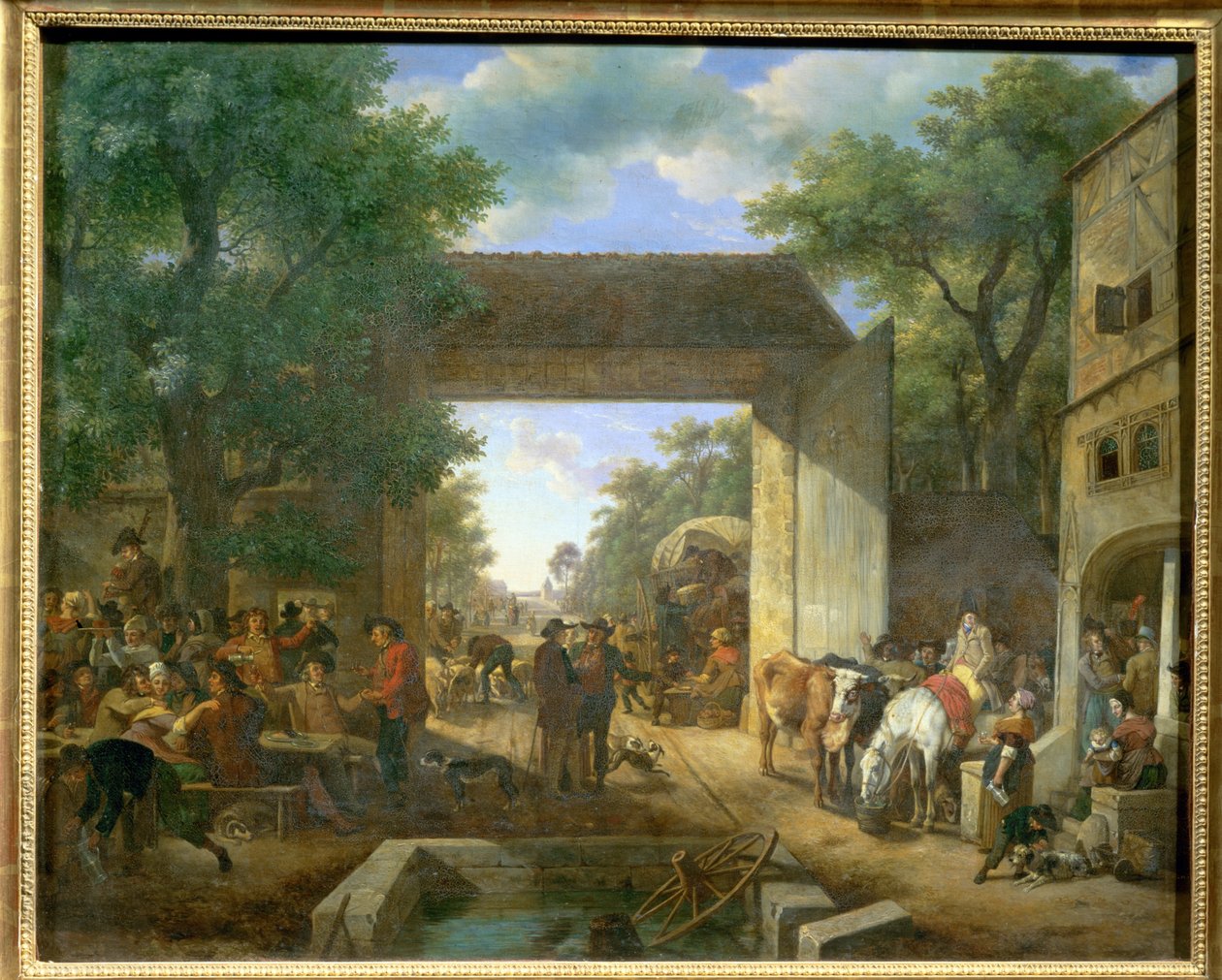 Ein Jahrmarkt vor einem Gasthaus von Erich Lessing