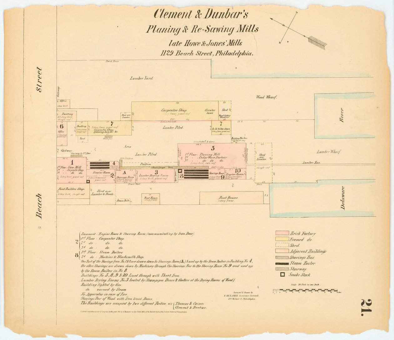 Hexamer General Survey; Band 1, Tafel 21, 1866 (handkolorierte Gravur) von Ernest Hexamer