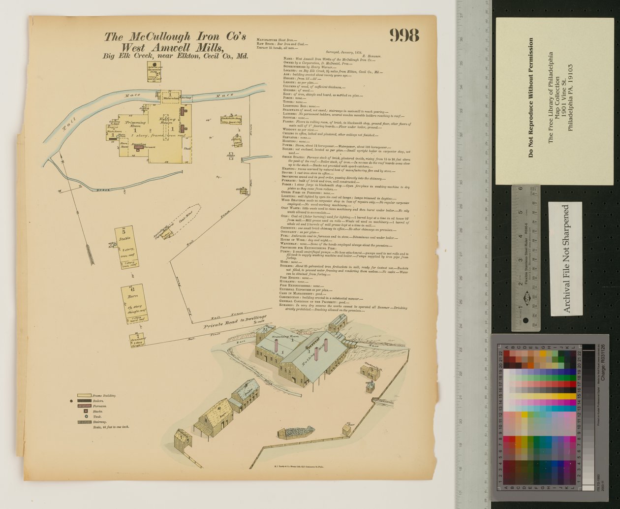 West Amwell Mill, Big Elk Creek, Maryland, Hexamer General Surveys, 1876 von Ernest Hexamer