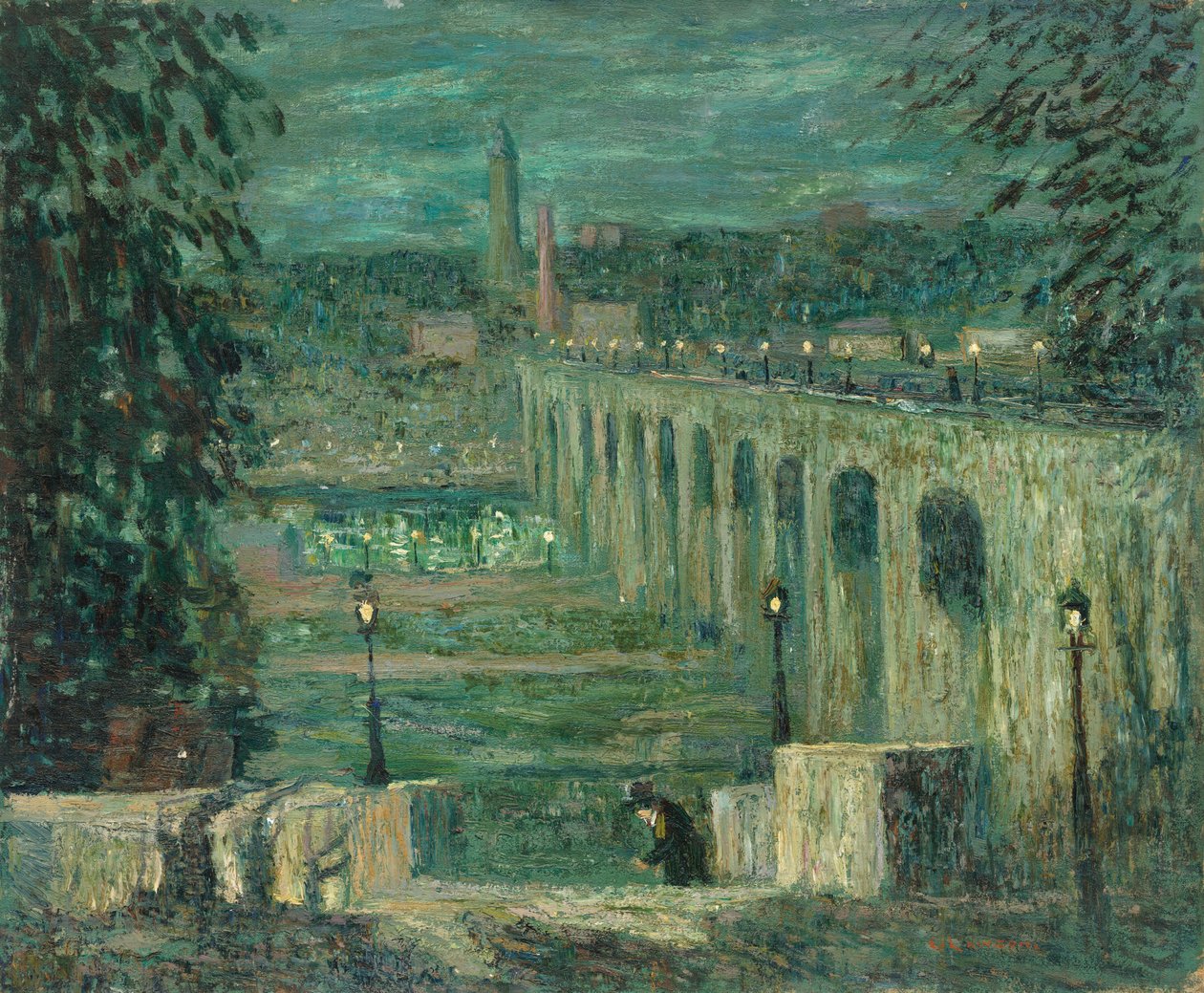 High Bridge bei Nacht, New York City, um 1910-1920 von Ernest Lawson