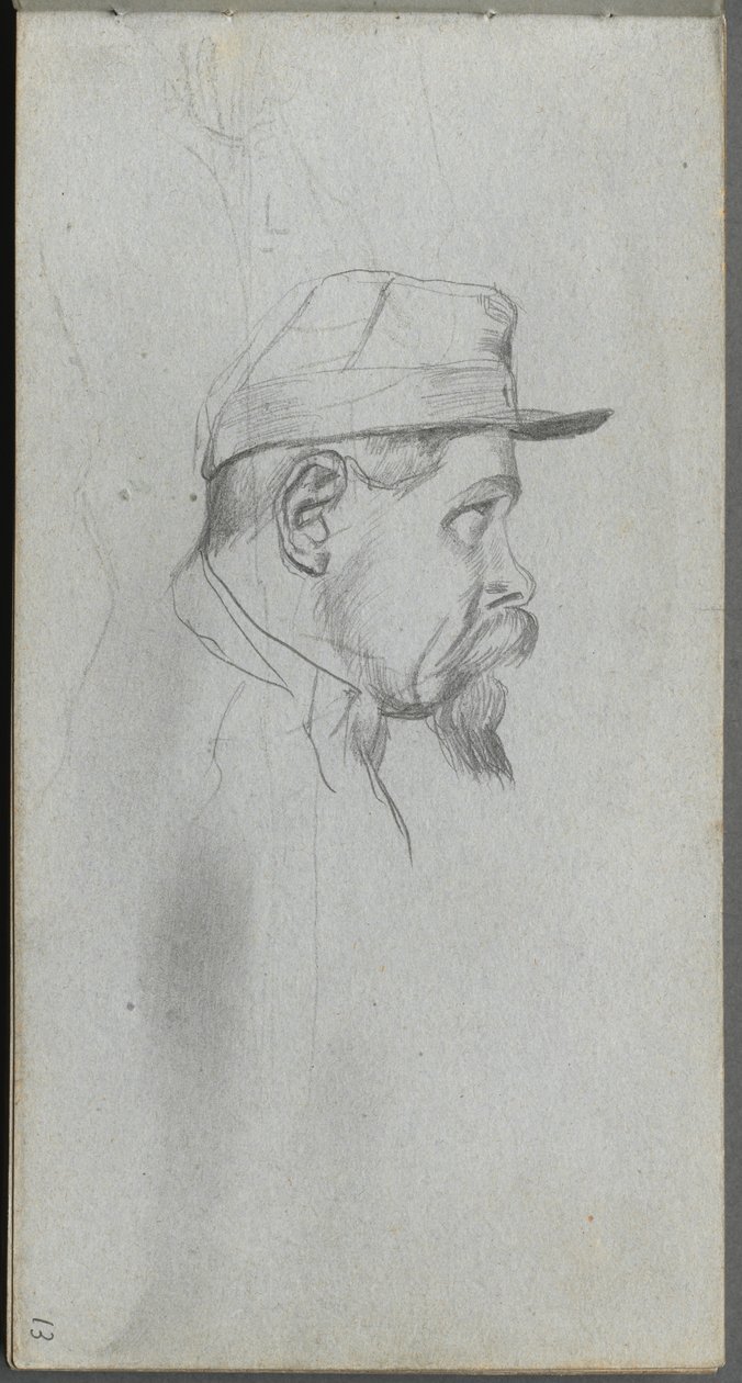 Skizzenbuch, Seite 13: Büste eines Mannes im Profil von Ernest Meissonier