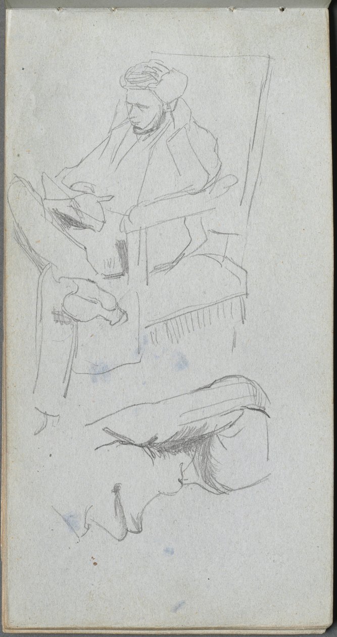 Skizzenbuch, Seite 24: Sitzende männliche Figur von Jean Louis Ernest Meissonier