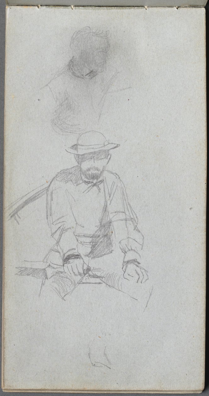 Skizzenbuch, Seite 30: Sitzende männliche Figur und Figur im Profil von Jean Louis Ernest Meissonier