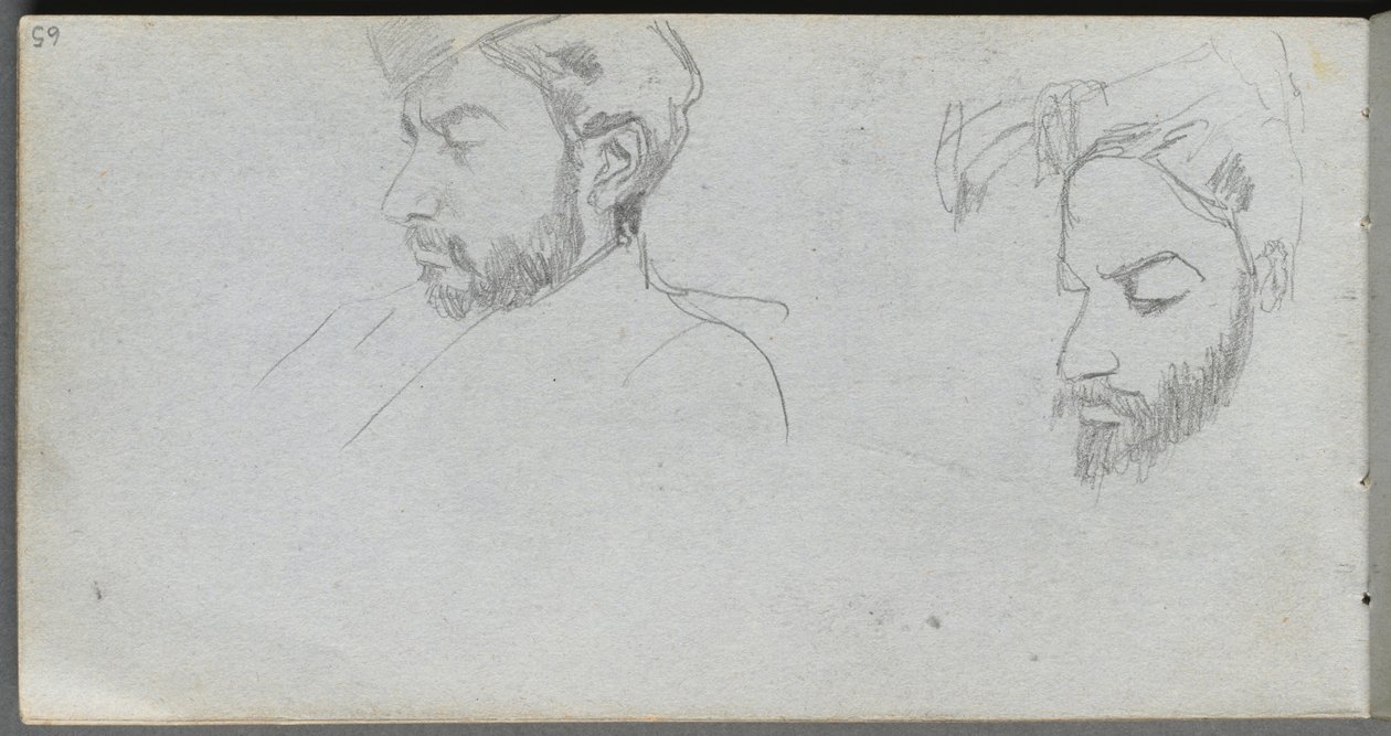 Skizzenbuch, Seite 65: Studie von Gesichtern im Profil von Jean Louis Ernest Meissonier