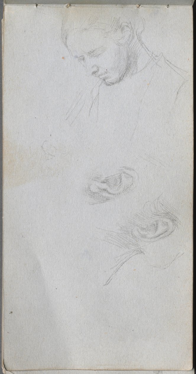 Skizzenbuch, Seite 96: Studie eines Gesichts, Ohren von Jean Louis Ernest Meissonier