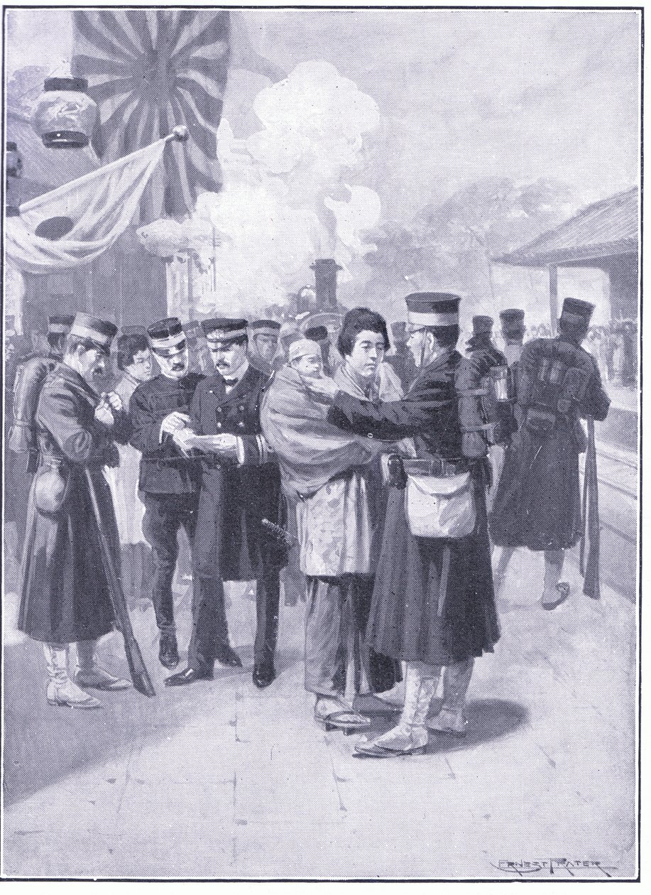 Truppen verlassen Tokio, Illustration aus Cassells Geschichte des Russisch-Japanischen Krieges Band 1, ca. 1900 von Ernest Prater