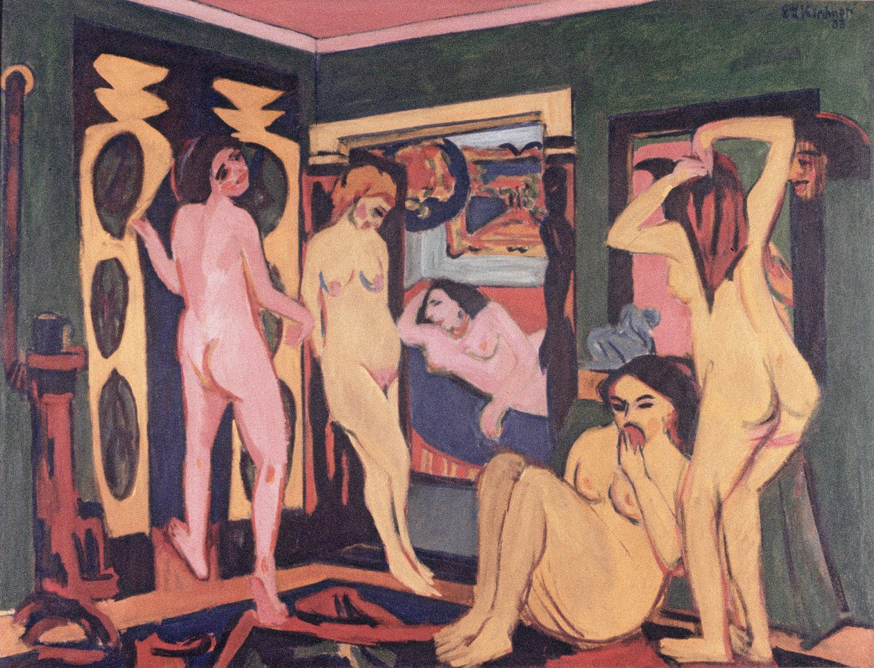 Badegäste in einem Raum, 1908 von Ernst Ludwig Kirchner