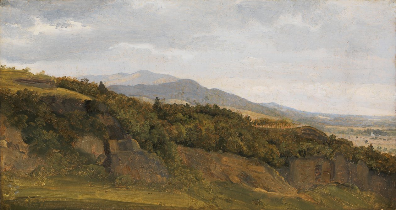 Deutsche Landschaft mit Blick auf ein weites Tal von Ernst Christian Frederik Petzholdt
