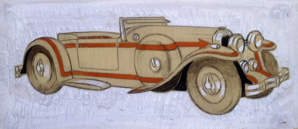 Eine Illustration, die einen Delage von 1924 mit Karosserie von Letourneur et Marchand zeigt von Ernst Deutsch Dryden