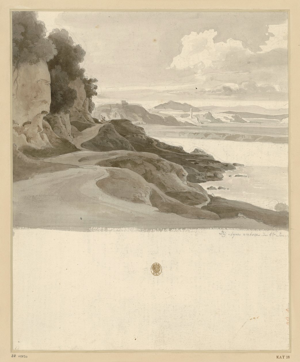 Flusslandschaft mit Weg am felsigen Ufer bei Aqua Acetosa von Ernst Fries