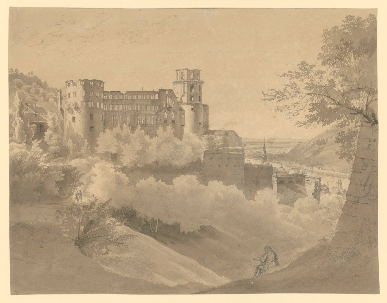 Heidelberg. Blick auf das Schloss von Ernst Fries