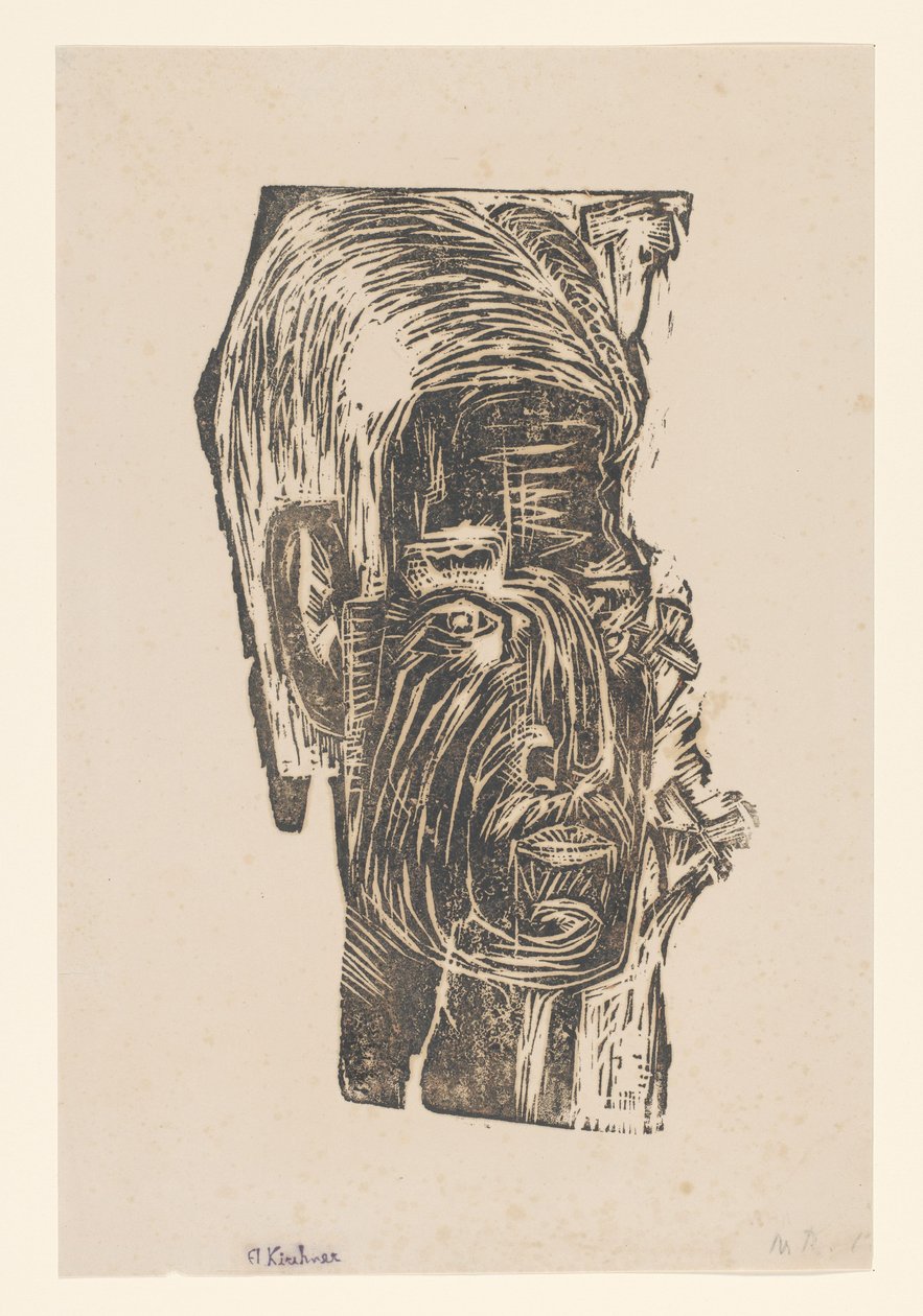 Porträt eines unbekannten Mannes von Ernst Ludwig Kirchner (signed by artist)