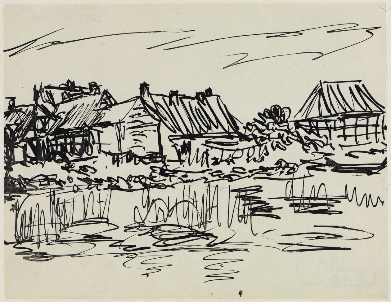 Bauernhäuser am Wasser (Fehmarn) von Ernst Ludwig Kirchner
