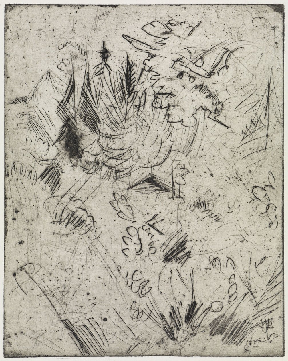 Berghang mit Hütten und Tannen/Nacktes Mädchen mit jungen Katzen von Ernst Ludwig Kirchner