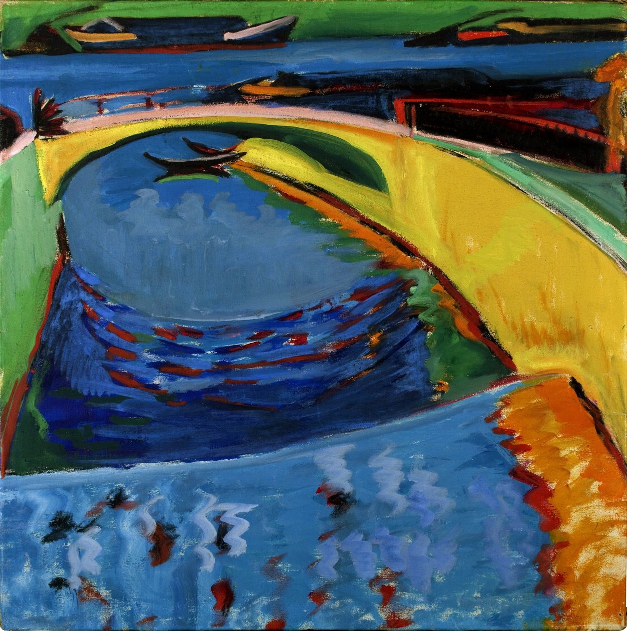 Brücke an der Mündung des Flusses Prießnitz, um 1910 von Ernst Ludwig Kirchner