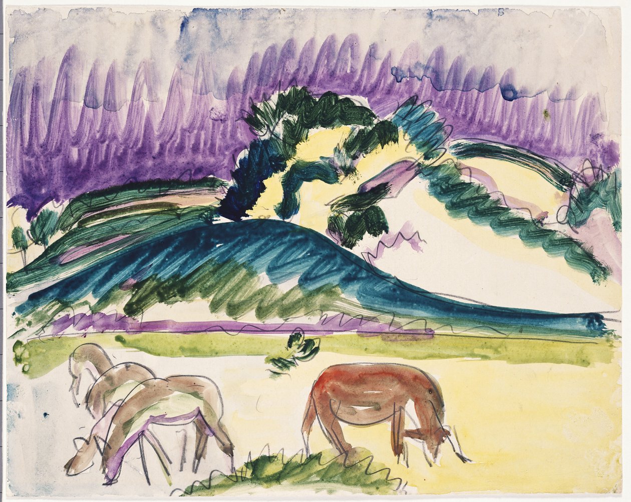 Kühe auf der Weide bei den Dünen, 1913 von Ernst Ludwig Kirchner