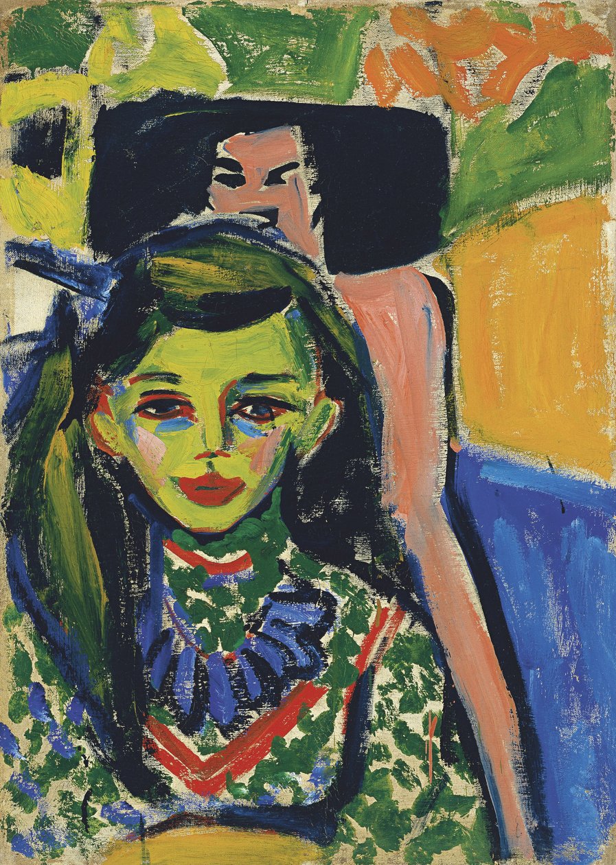 Fränzi vor geschnitztem Stuhl, 1910 von Ernst Ludwig Kirchner