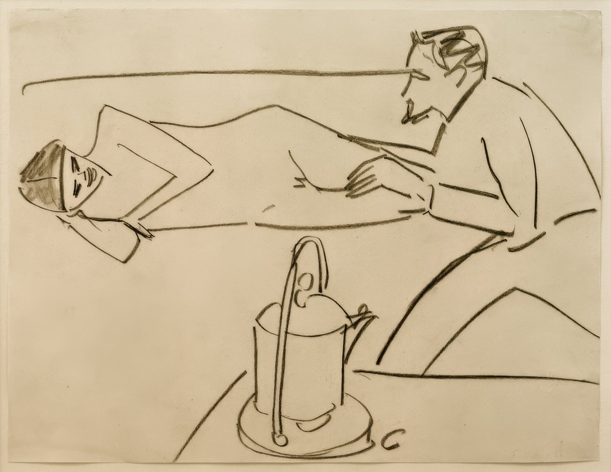 Ohne Titel (Liegende Fränzi im Gespräch mit Erich Heckel) von Ernst Ludwig Kirchner