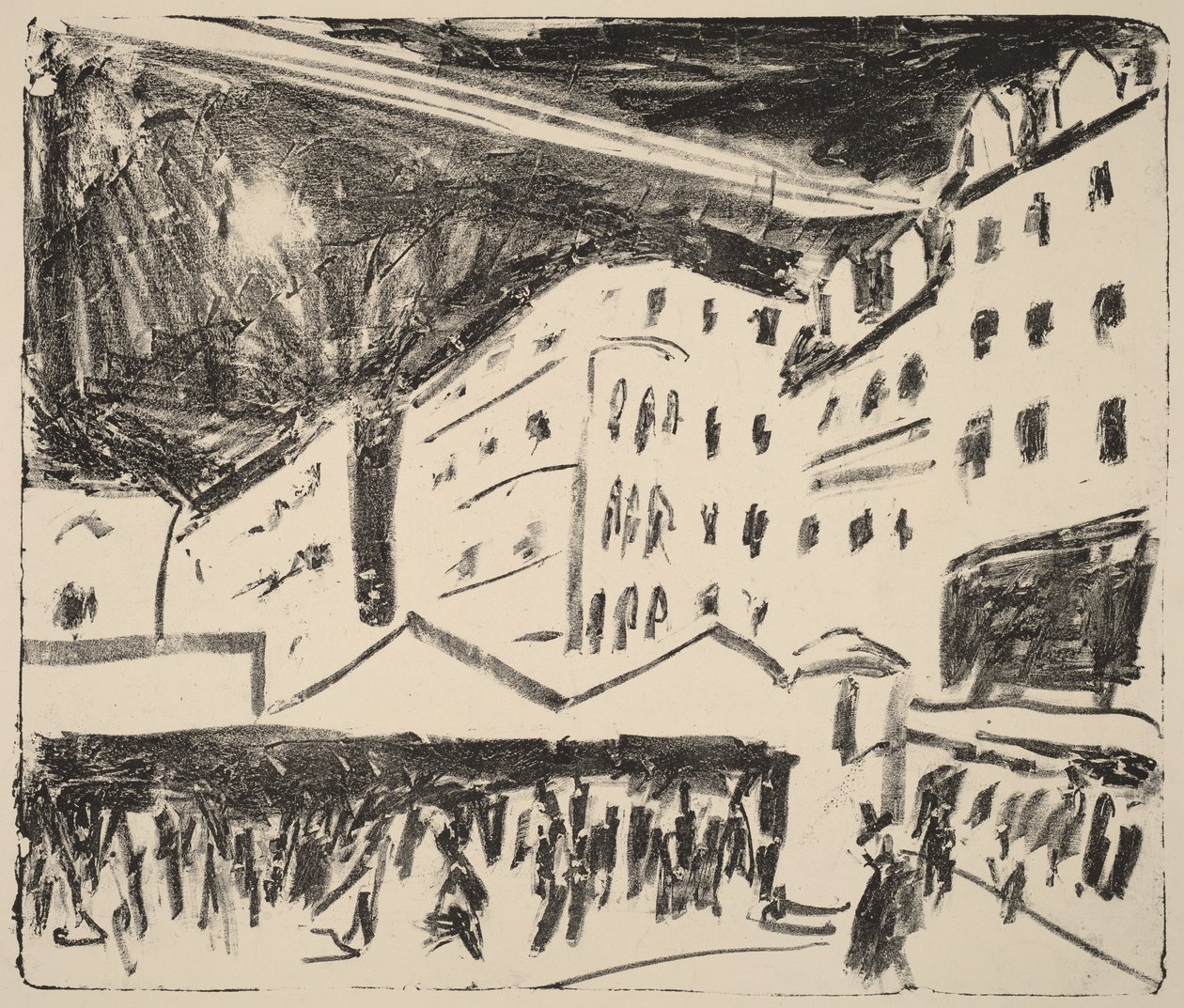 Altmarkt in Dresden mit Jahrmarkt von Ernst Ludwig Kirchner