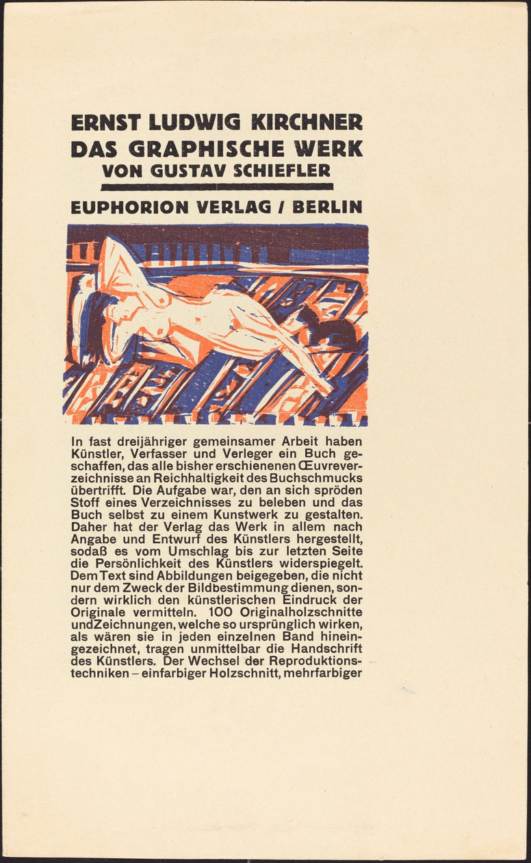 Liegender Akt mit Katze (Illustration für Ernst Ludwig Kirchner: Das Graphische Werk) von Ernst Ludwig Kirchner
