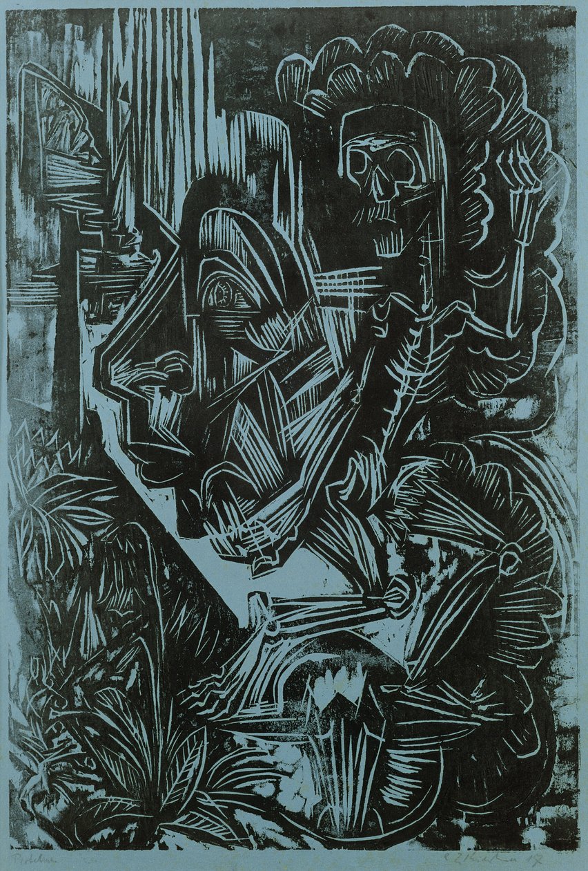 Selbstporträt mit tanzendem Tod, 1917 von Ernst Ludwig Kirchner