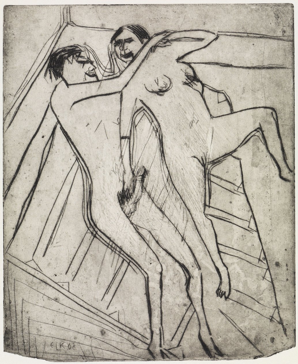 Sitzendes Mädchen am Strand/Liebespaar von Ernst Ludwig Kirchner