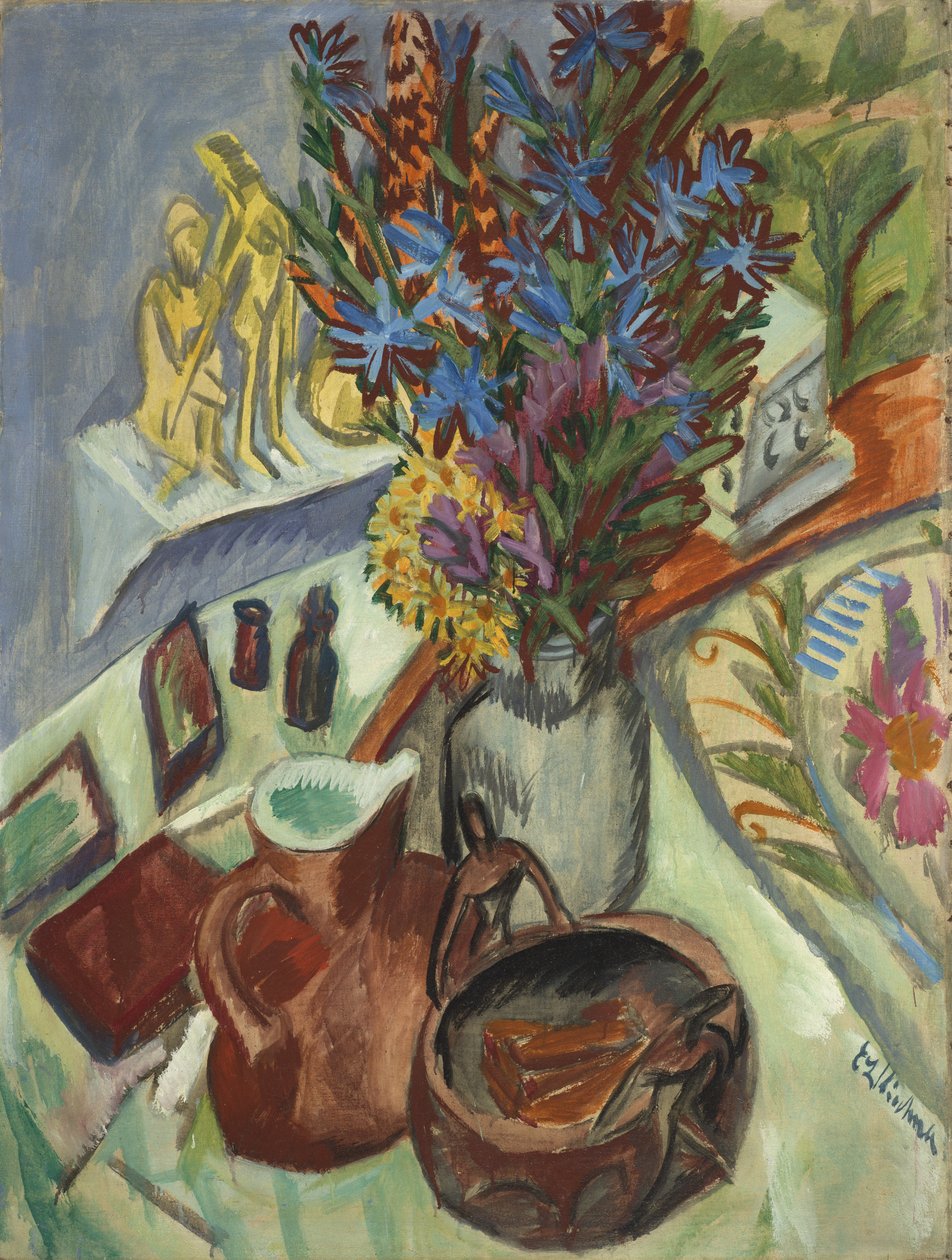 Stillleben mit Krug und afrikanischer Schale von Ernst Ludwig Kirchner