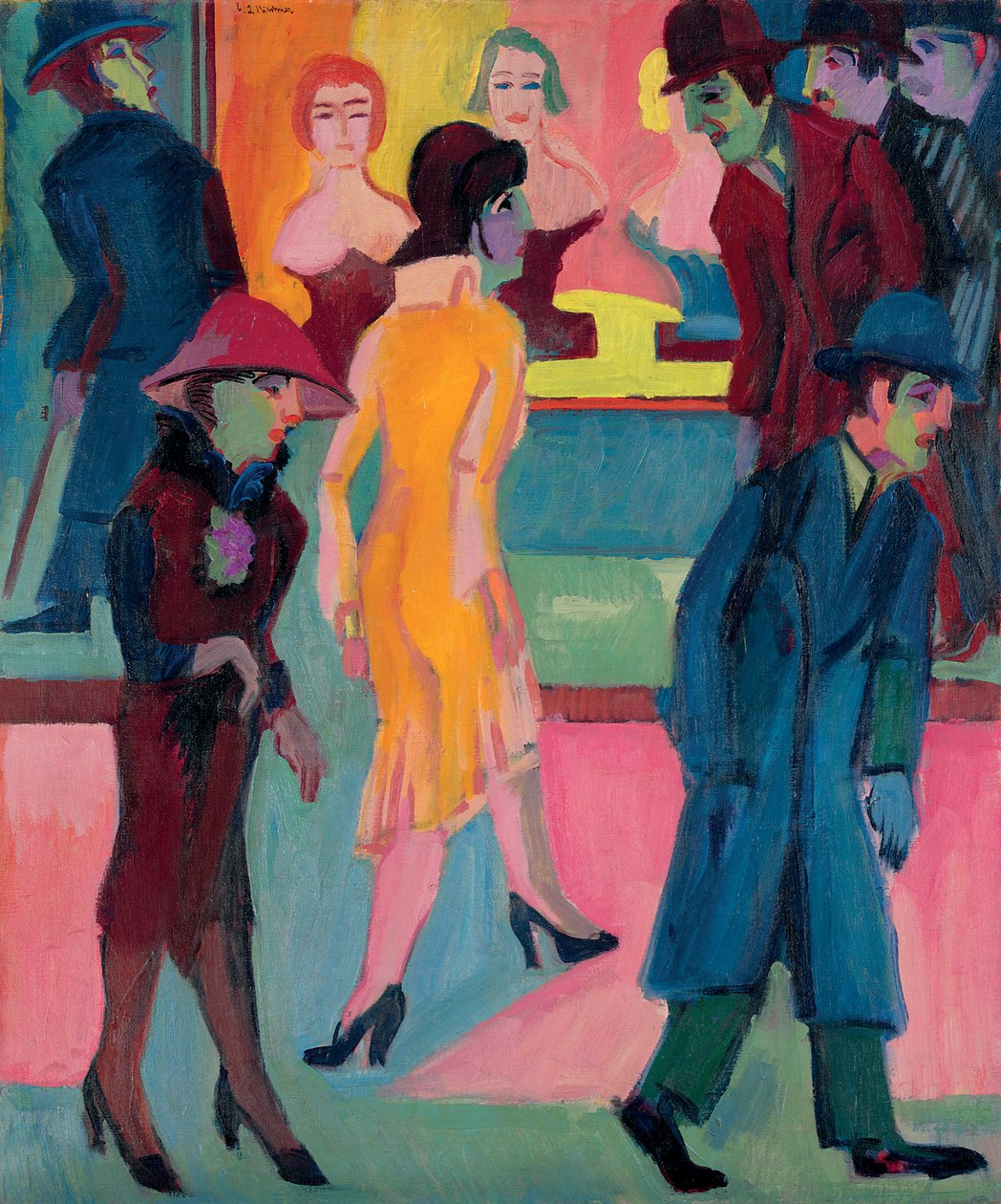 Straßenszene vor dem Friseurladen, 1926 von Ernst Ludwig Kirchner