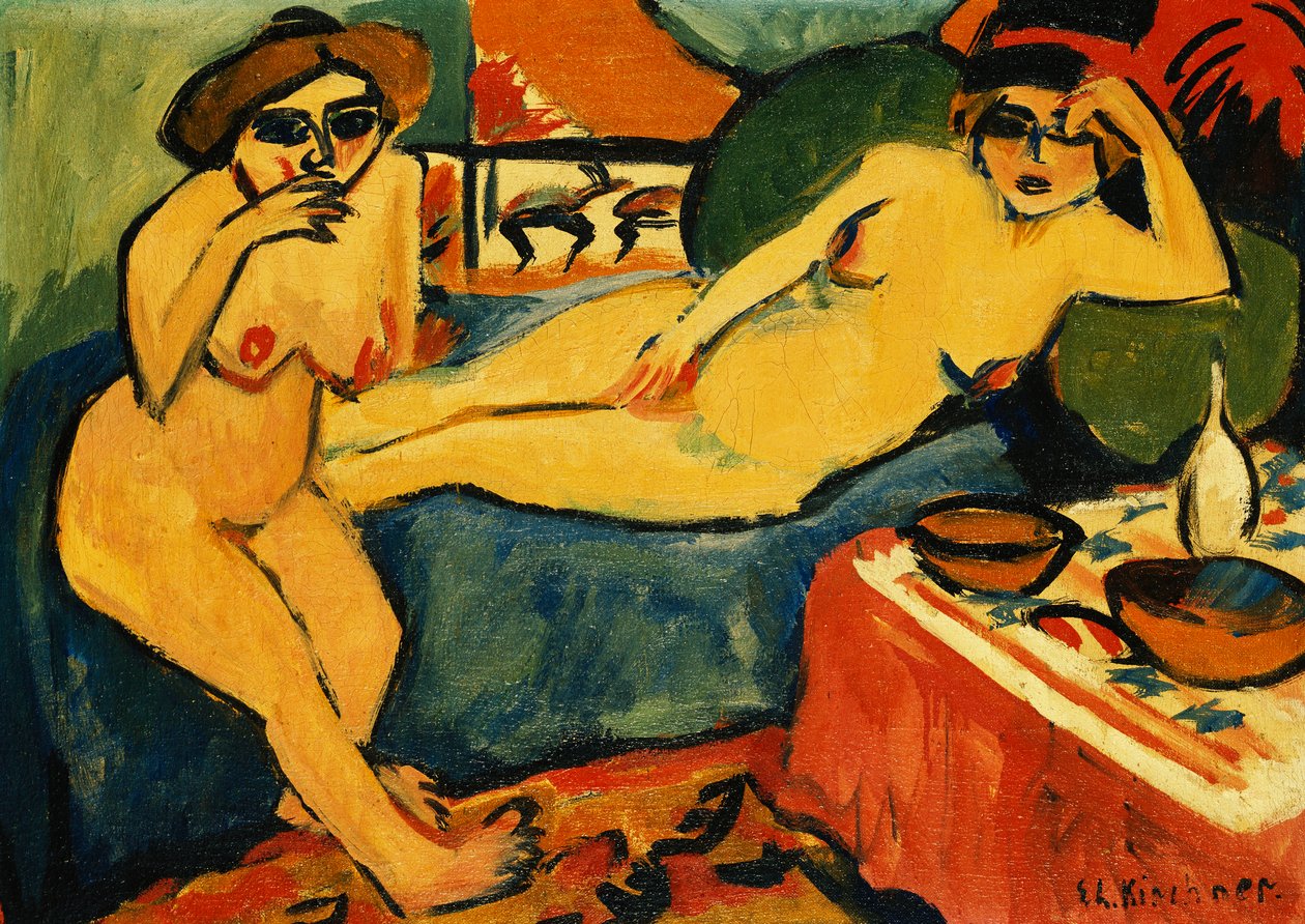 Zwei Akte auf einem blauen Sofa, ca. 1910-1920 von Ernst Ludwig Kirchner