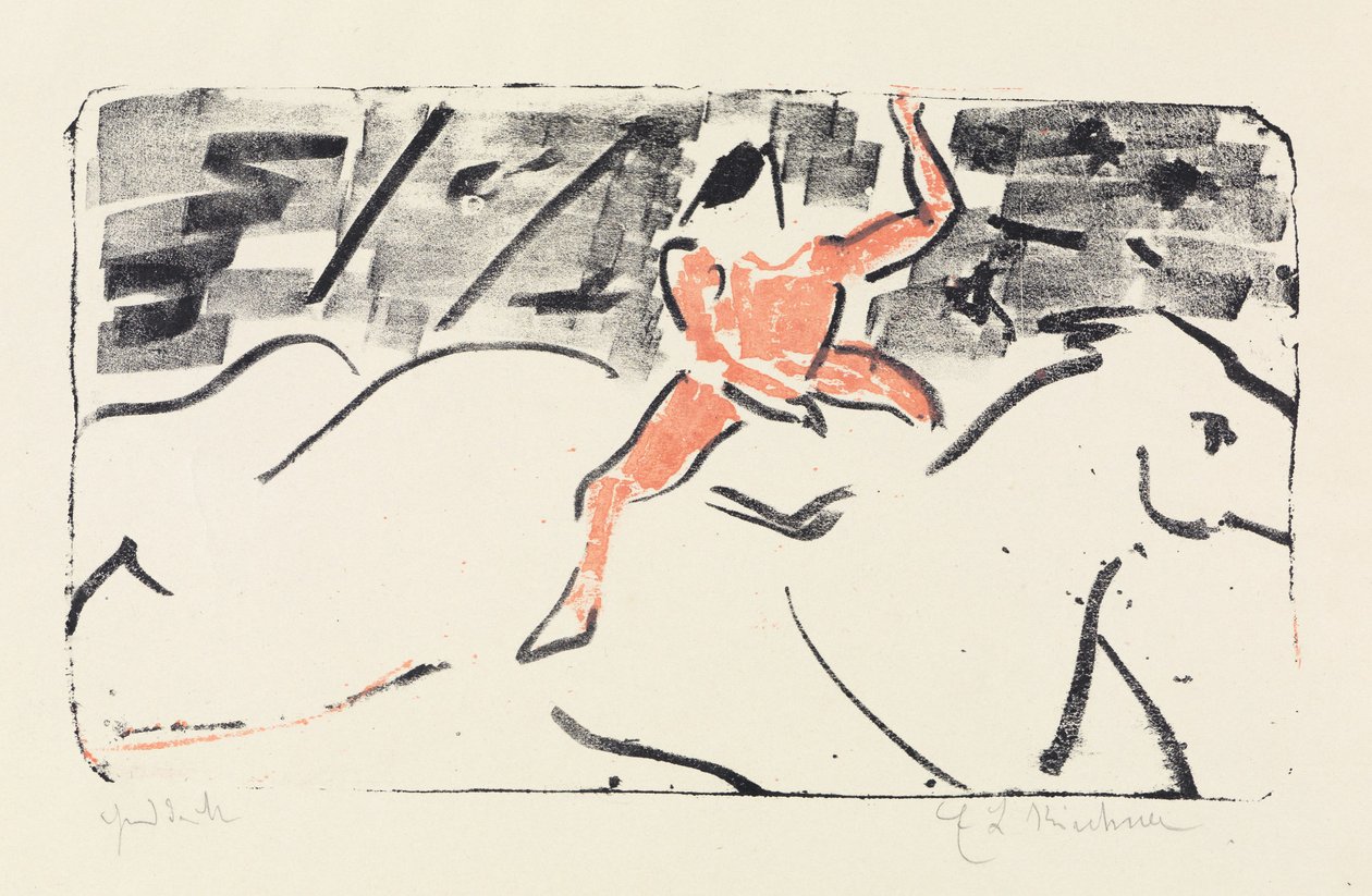 Zirkusreiter auf Schimmel (Jockeyreiter) von Ernst Ludwig Kirchner