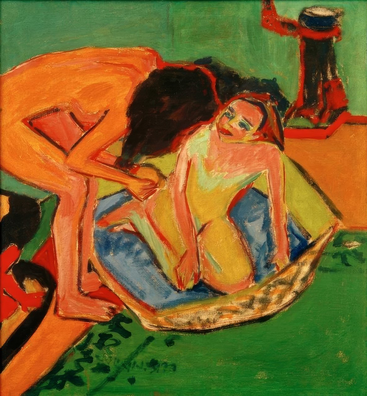 Zwei Akte mit Badewanne und Ofen von Ernst Ludwig Kirchner