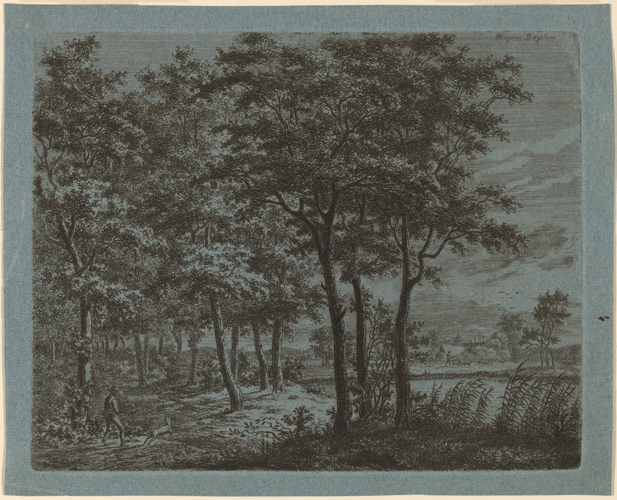 Landschaft mit einem Bauern, der Brennholz trägt von Ernst Willem Jan Bagelaar