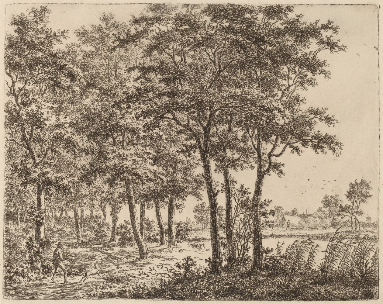 Landschaft mit einem Bauern, der Brennholz trägt, ca. 1800 von Ernst Willem Jan Bagelaar