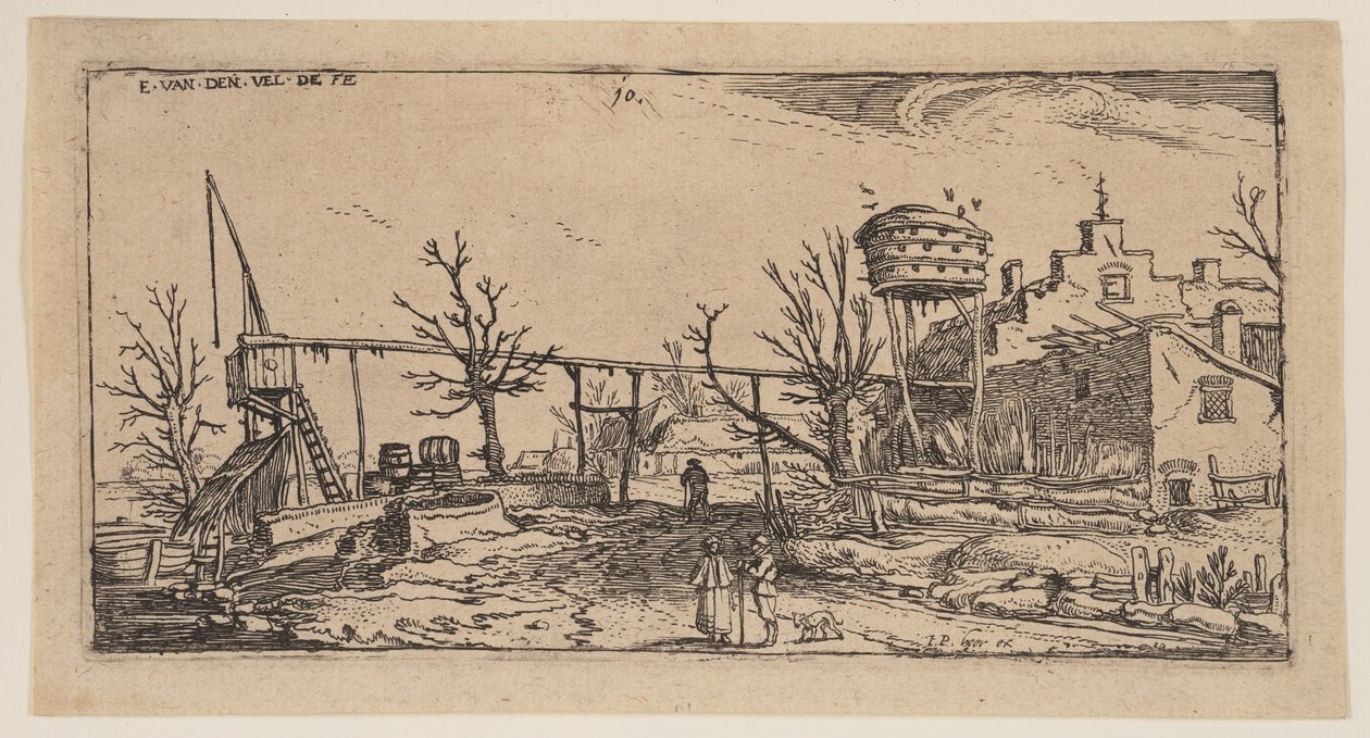 Landschaft mit Brauerei, aus Landschaften von Esaias van den Velde I
