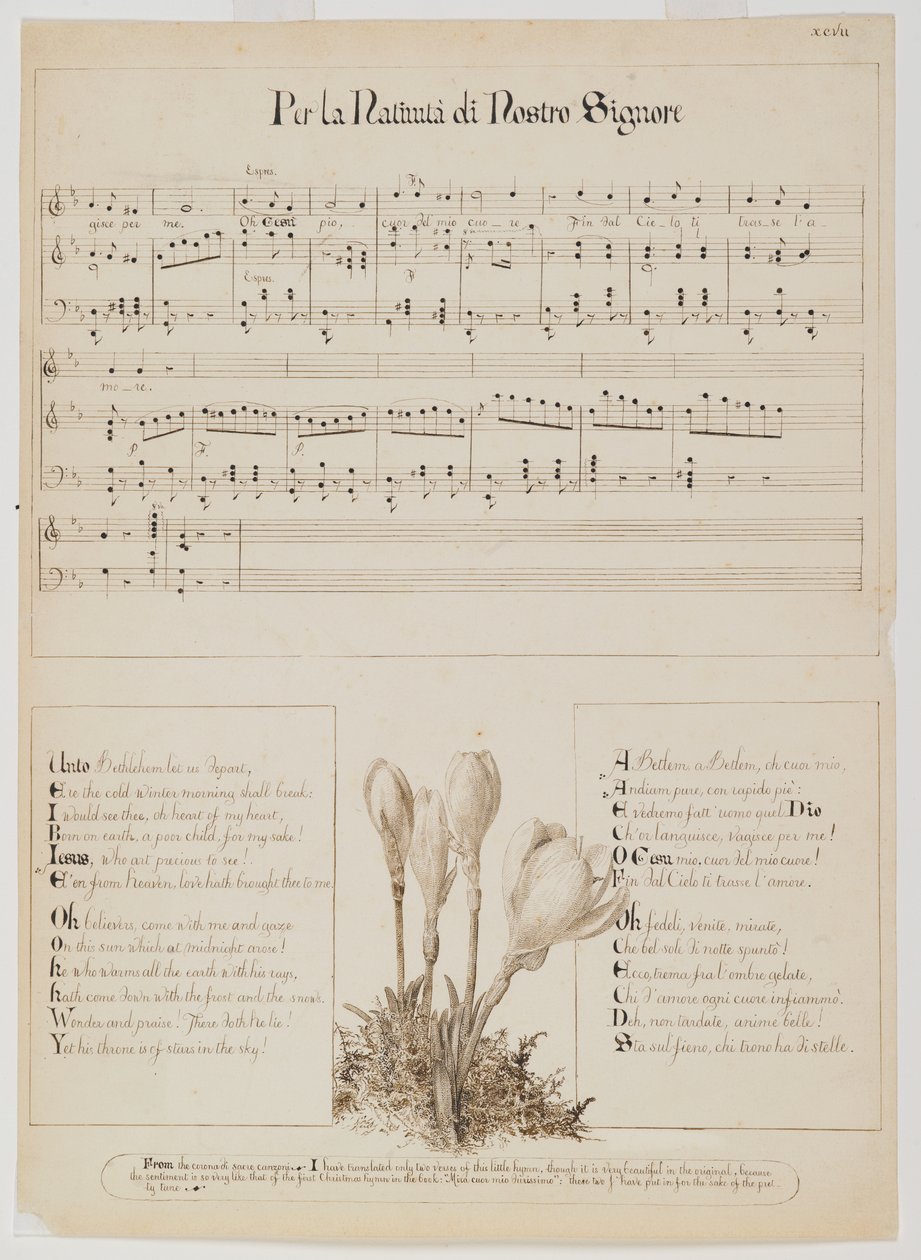 Per la Nativita di Nostro Signore Liederblatt, ca. 1868-1882 von Esther Frances Alexander