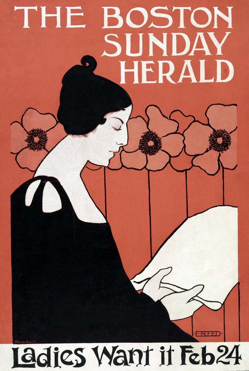 The Boston Sunday Herald - Ladies Want It, 24. Februar, veröffentlicht um 1900 von Ethel Reed