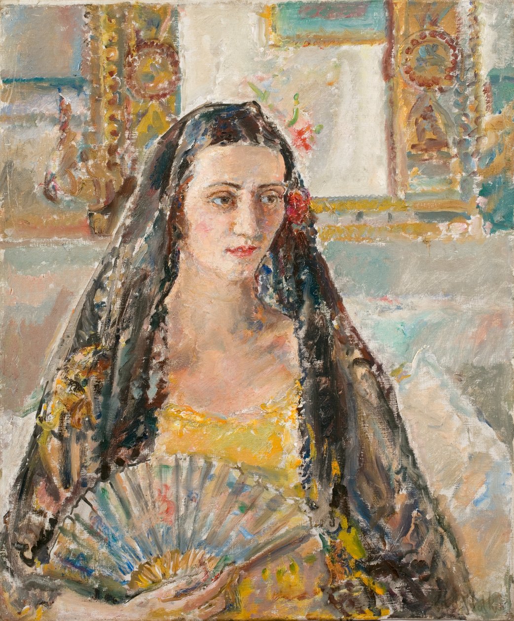 Dame mit einem Fächer, ausgestellt 1926 von Ethel Walker