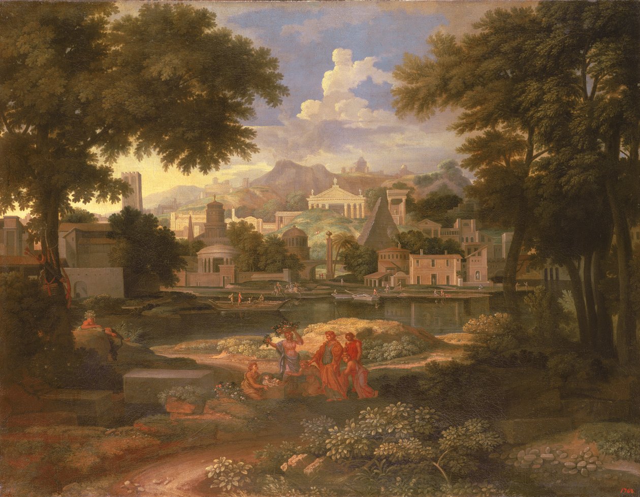 Landschaft mit Moses, der aus dem Nil gerettet wird von Etienne Allegrain