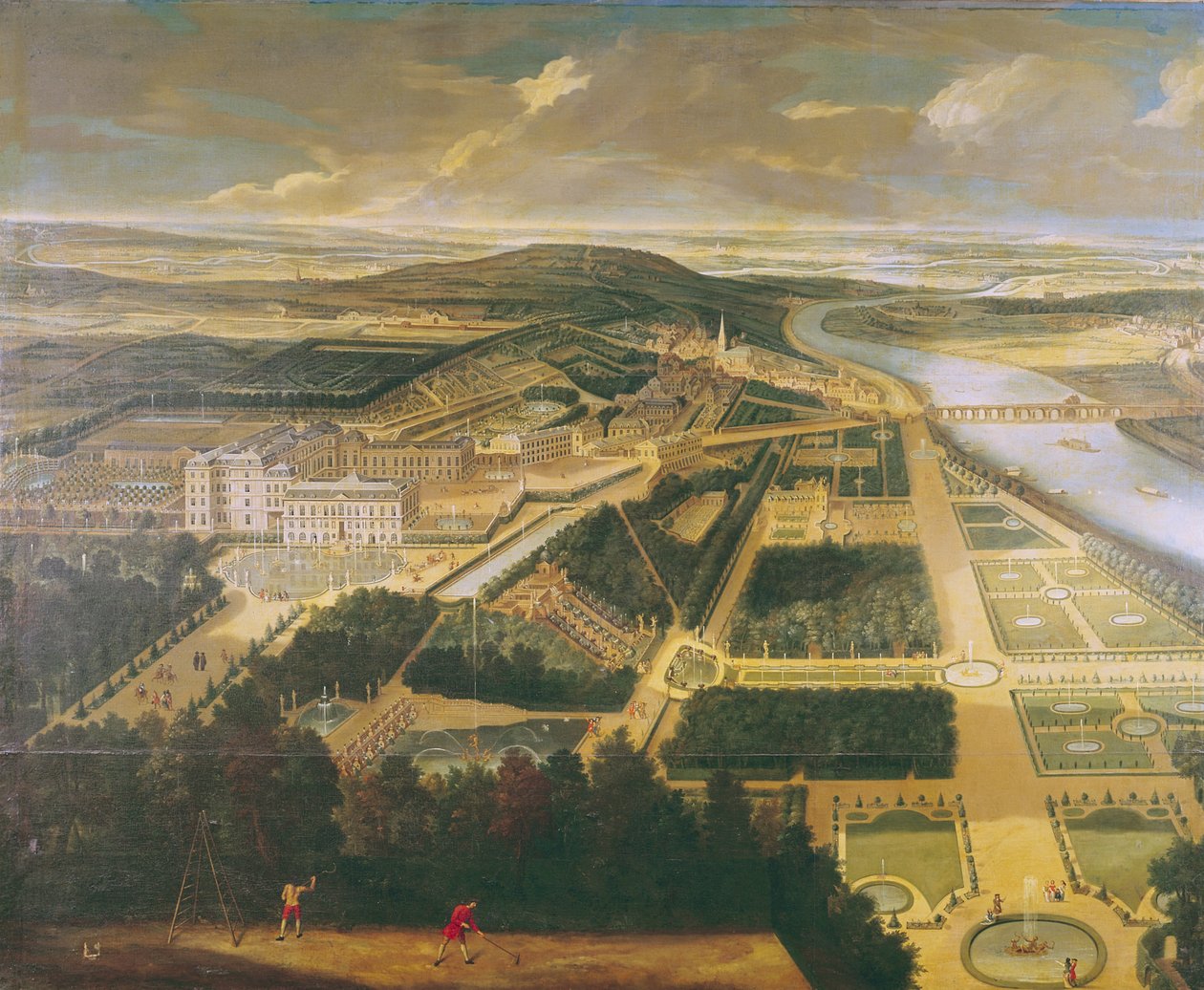 Ansicht des Schlosses und der Gärten von St. Cloud von Etienne Allegrain