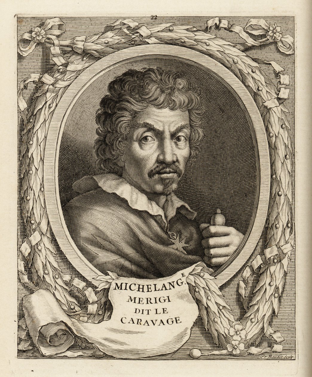 Porträt von Michelangelo Merisi da Caravaggio, italienischer Maler von Etienne Baudet