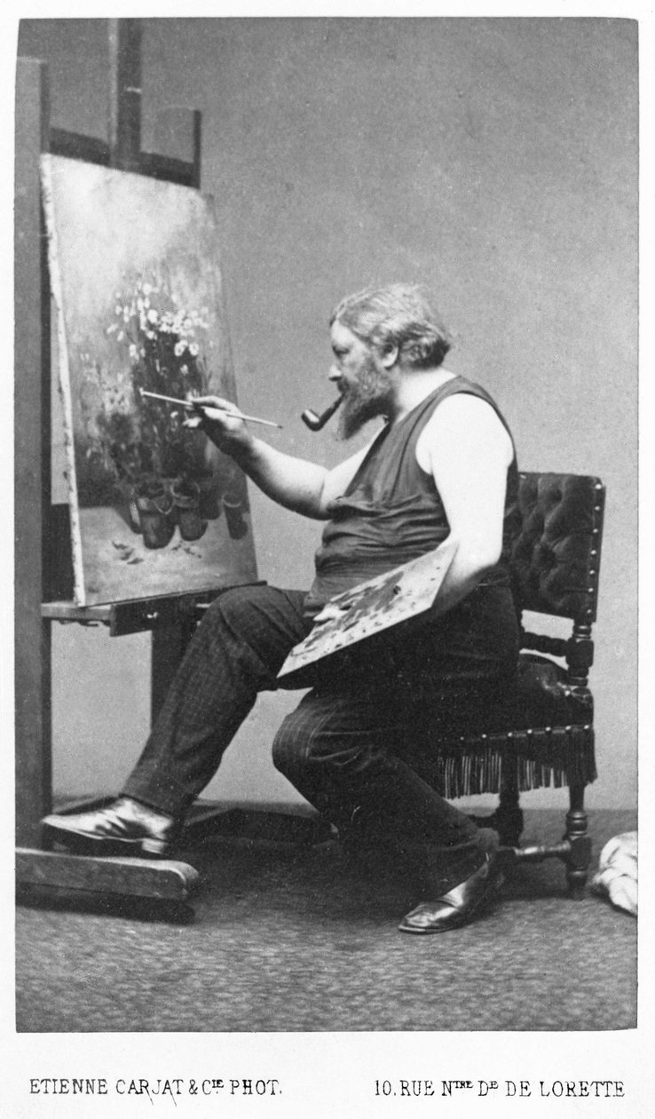 Gustave Courbet malt seine Staffelei (Foto) von Etienne Carjat